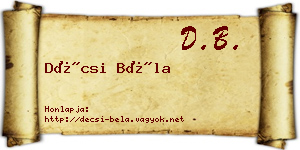 Décsi Béla névjegykártya